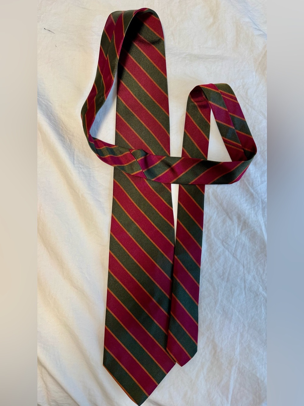 Brooks Brothers Stripe Silk Tie in Burgundy, Forest Green and Gold